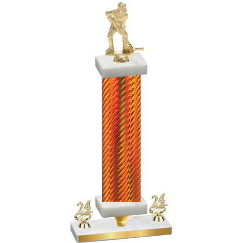 Premium Single Orange Carbon Fiber Year Hockey Trophy