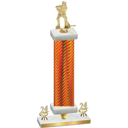 Premium Single Orange Carbon Fiber Year Hockey Trophy