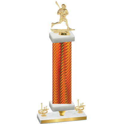 Premium Single Orange Carbon Fiber First Place Lacrosse Trophy