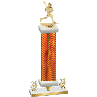 Premium Single Orange Carbon Fiber Year Lacrosse Trophy