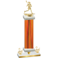Premium Single Orange Carbon Fiber Second Place Lacrosse Trophy