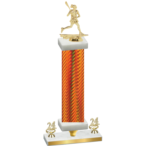 Premium Single Orange Carbon Fiber Year Lacrosse Trophy