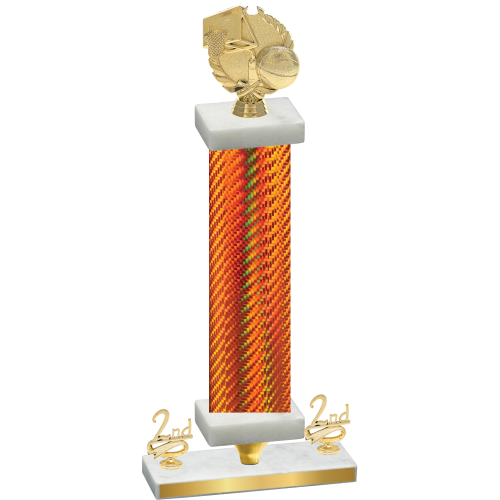 Premium Single Orange Carbon Fiber Second Place Basketball Trophy