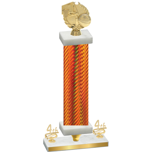 Premium Single Orange Carbon Fiber Fourth Place Basketball Trophy