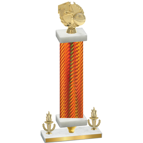 Premium Single Orange Carbon Fiber Victory Basketball Trophy