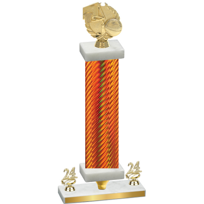 Premium Single Orange Carbon Fiber Year Basketball Trophy