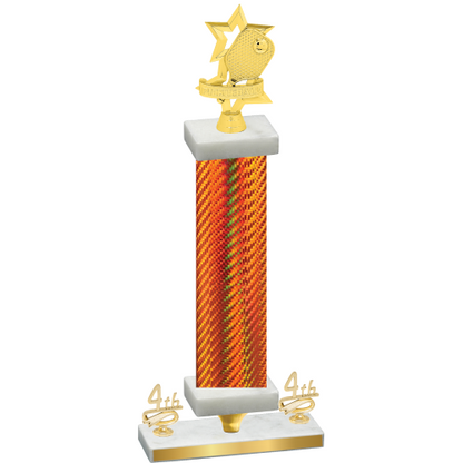 Premium Single Orange Carbon Fiber Fourth Place Pickleball Trophy