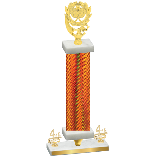Premium Single Orange Carbon Fiber Fourth Place Pickleball Trophy