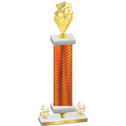 Premium Single Orange Carbon Fiber Fourth Place Pickleball Trophy