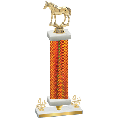 Premium Single Orange Carbon Fiber Fourth Place Horses Trophy