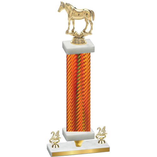 Premium Single Orange Carbon Fiber Year Horses Trophy