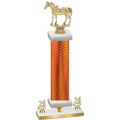 Premium Single Orange Carbon Fiber Year Horses Trophy