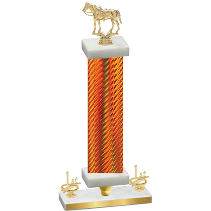 Premium Single Orange Carbon Fiber First Place Horses Trophy