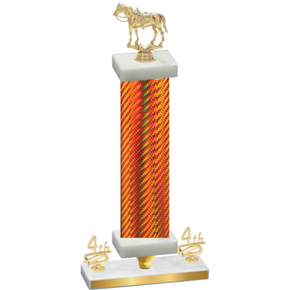 Premium Single Orange Carbon Fiber Fourth Place Horses Trophy
