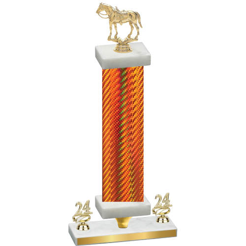 Premium Single Orange Carbon Fiber Year Horses Trophy
