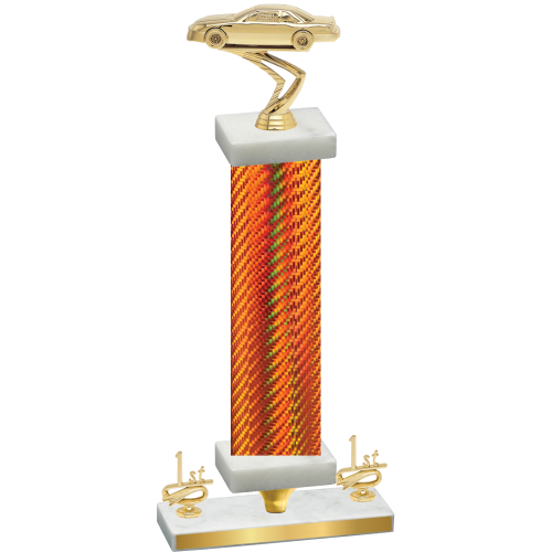 Premium Single Orange Carbon Fiber First Place Cars Trophy