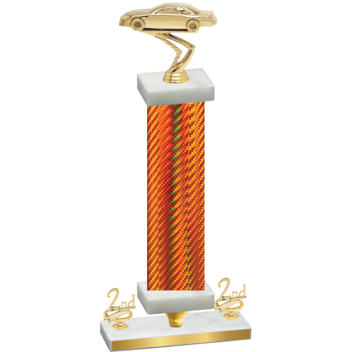Premium Single Orange Carbon Fiber Second Place Cars Trophy