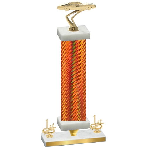 Premium Single Orange Carbon Fiber First Place Cars Trophy