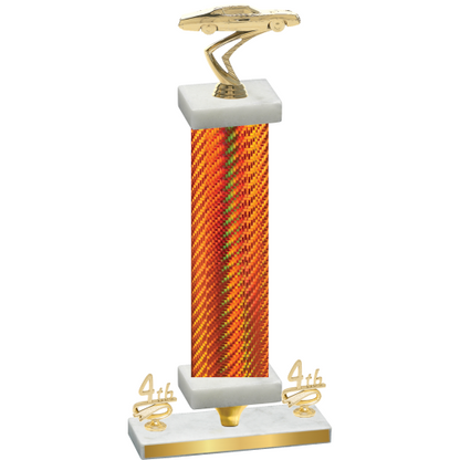 Premium Single Orange Carbon Fiber Fourth Place Cars Trophy