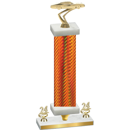Premium Single Orange Carbon Fiber Year Cars Trophy