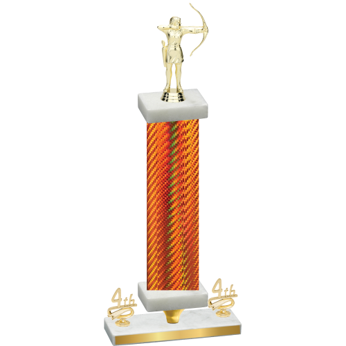 Premium Single Orange Carbon Fiber Fourth Place Archery Trophy