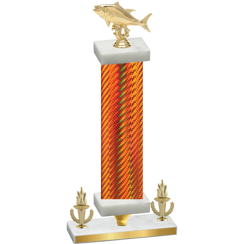 Premium Single Orange Carbon Fiber Victory Fishing Trophy