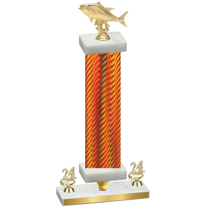 Premium Single Orange Carbon Fiber Year Fishing Trophy
