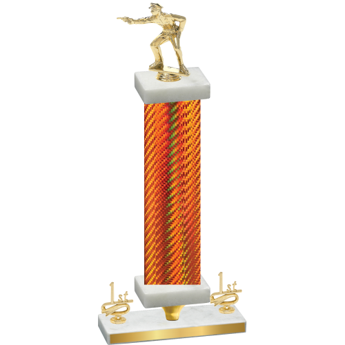 Premium Single Orange Carbon Fiber First Place Shooter Trophy