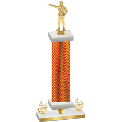 Premium Single Orange Carbon Fiber Fourth Place Shooter Trophy