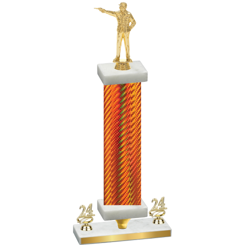 Premium Single Orange Carbon Fiber Year Shooter Trophy