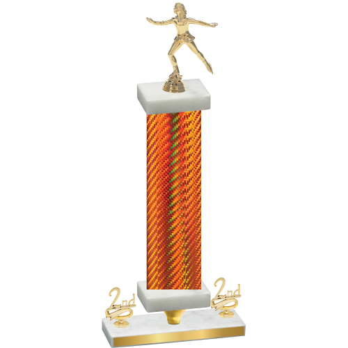 Premium Single Orange Carbon Fiber Second Place Skater Trophy