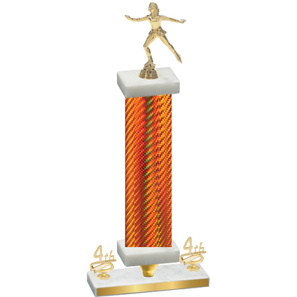 Premium Single Orange Carbon Fiber Fourth Place Skater Trophy