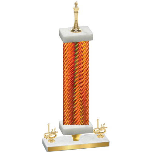 Premium Single Orange Carbon Fiber First Place Chess Trophy