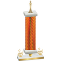 Premium Single Orange Carbon Fiber Second Place Chess Trophy