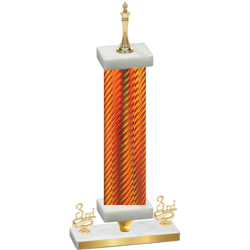 Premium Single Orange Carbon Fiber Third Place Chess Trophy