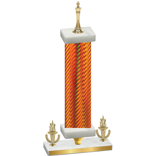 Premium Single Orange Carbon Fiber Victory Chess Trophy
