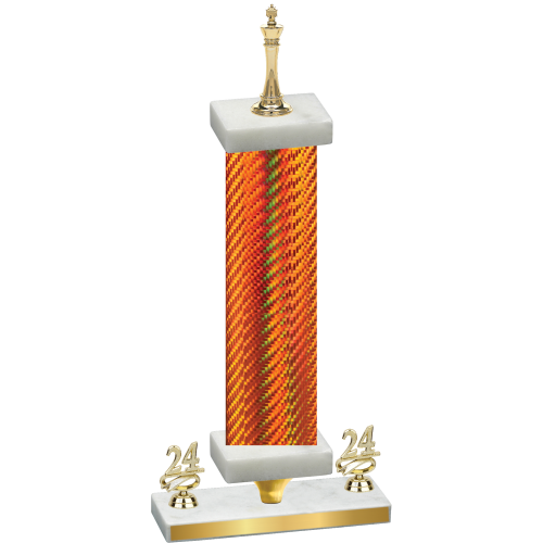 Premium Single Orange Carbon Fiber Year Chess Trophy