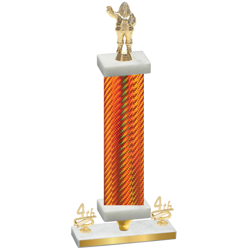 Premium Single Orange Carbon Fiber Fourth Place Holiday Trophy