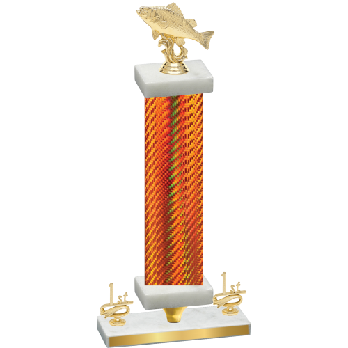 Premium Single Orange Carbon Fiber First Place Fishing Trophy