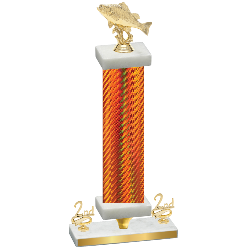 Premium Single Orange Carbon Fiber Second Place Fishing Trophy