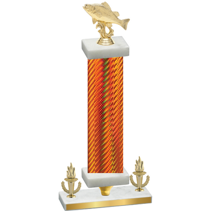 Premium Single Orange Carbon Fiber Victory Fishing Trophy