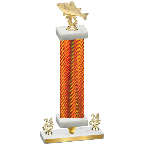 Premium Single Orange Carbon Fiber Year Fishing Trophy