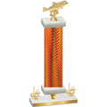 Premium Single Orange Carbon Fiber First Place Fishing Trophy