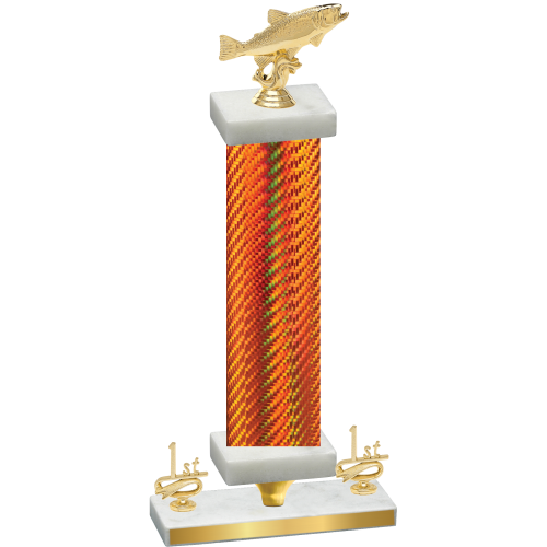 Premium Single Orange Carbon Fiber First Place Fishing Trophy