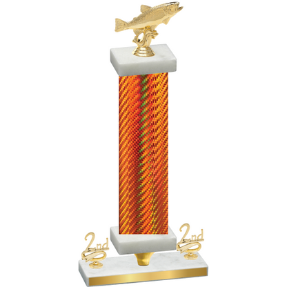 Premium Single Orange Carbon Fiber Second Place Fishing Trophy