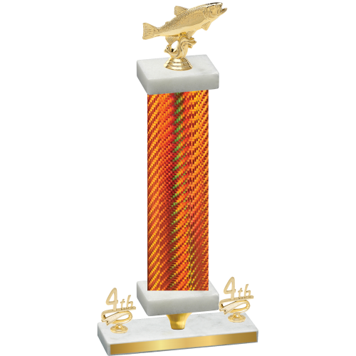 Premium Single Orange Carbon Fiber Fourth Place Fishing Trophy