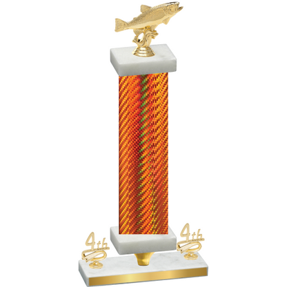 Premium Single Orange Carbon Fiber Fourth Place Fishing Trophy