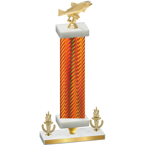 Premium Single Orange Carbon Fiber Victory Fishing Trophy