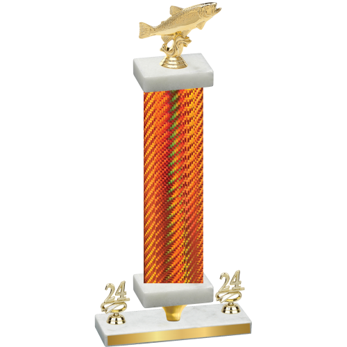 Premium Single Orange Carbon Fiber Year Fishing Trophy