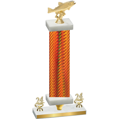 Premium Single Orange Carbon Fiber Year Fishing Trophy